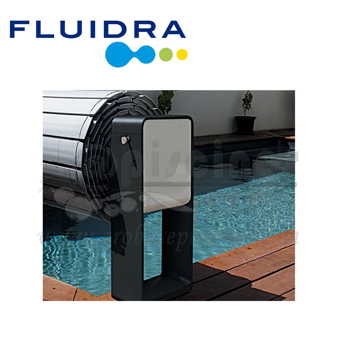VOLET ROULANT HORS SOL FLUIDRA OCTÉO POUR PISCINES FRANCE PISCINES COMPOSITES, MINI, PALMA, TANNA, WALLIS, MINORQUE, MAJORQUE, LAVEZZI, BAHAMAS