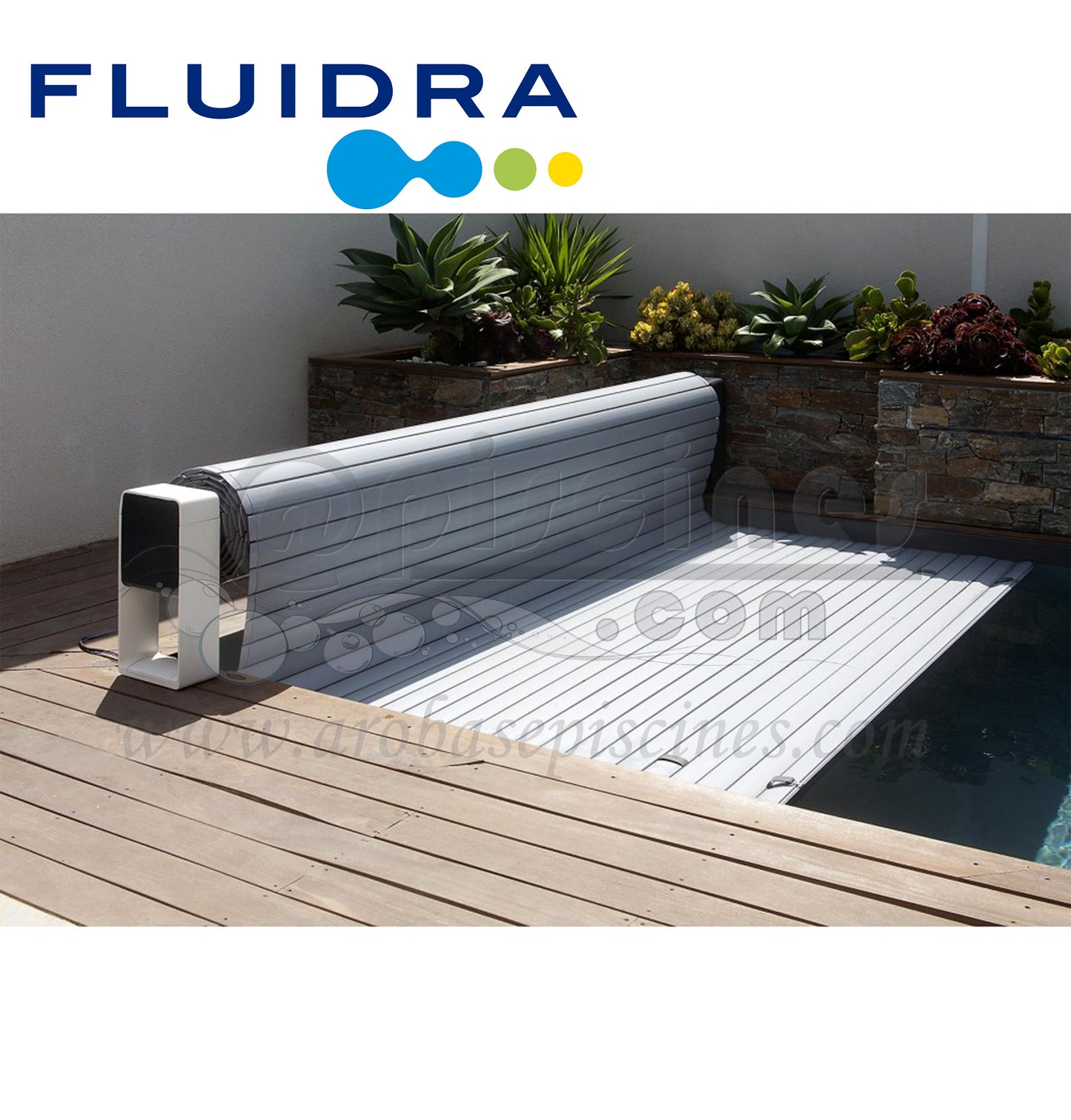 VOLET ROULANT HORS SOL FLUIDRA OCTÉO POUR PISCINES FRANCE PISCINES COMPOSITES, MINI, PALMA, TANNA, WALLIS, MINORQUE, MAJORQUE, LAVEZZI, BAHAMAS