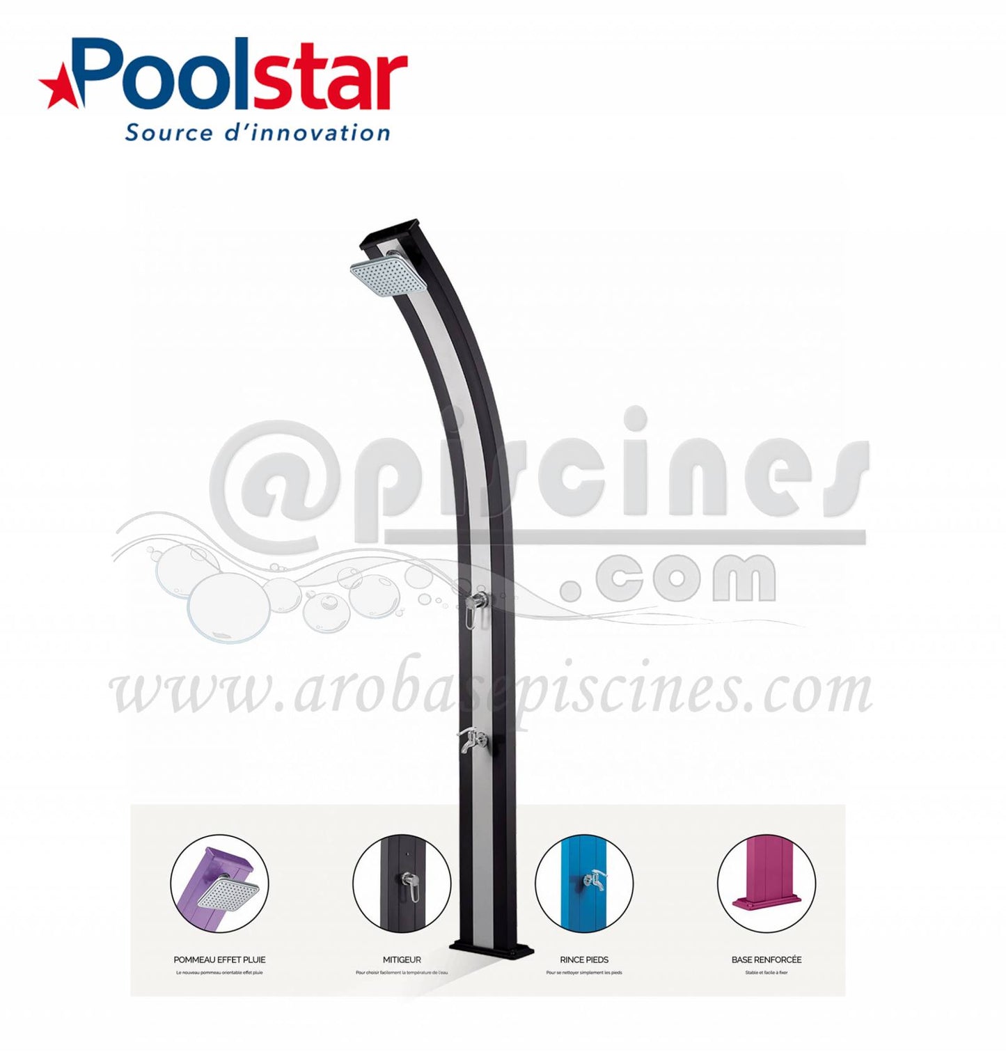 DOUCHE SOLAIRE 30L SPRING AVEC RINCE PIEDS PLUSIEURS COLORIS DISPONIBLES