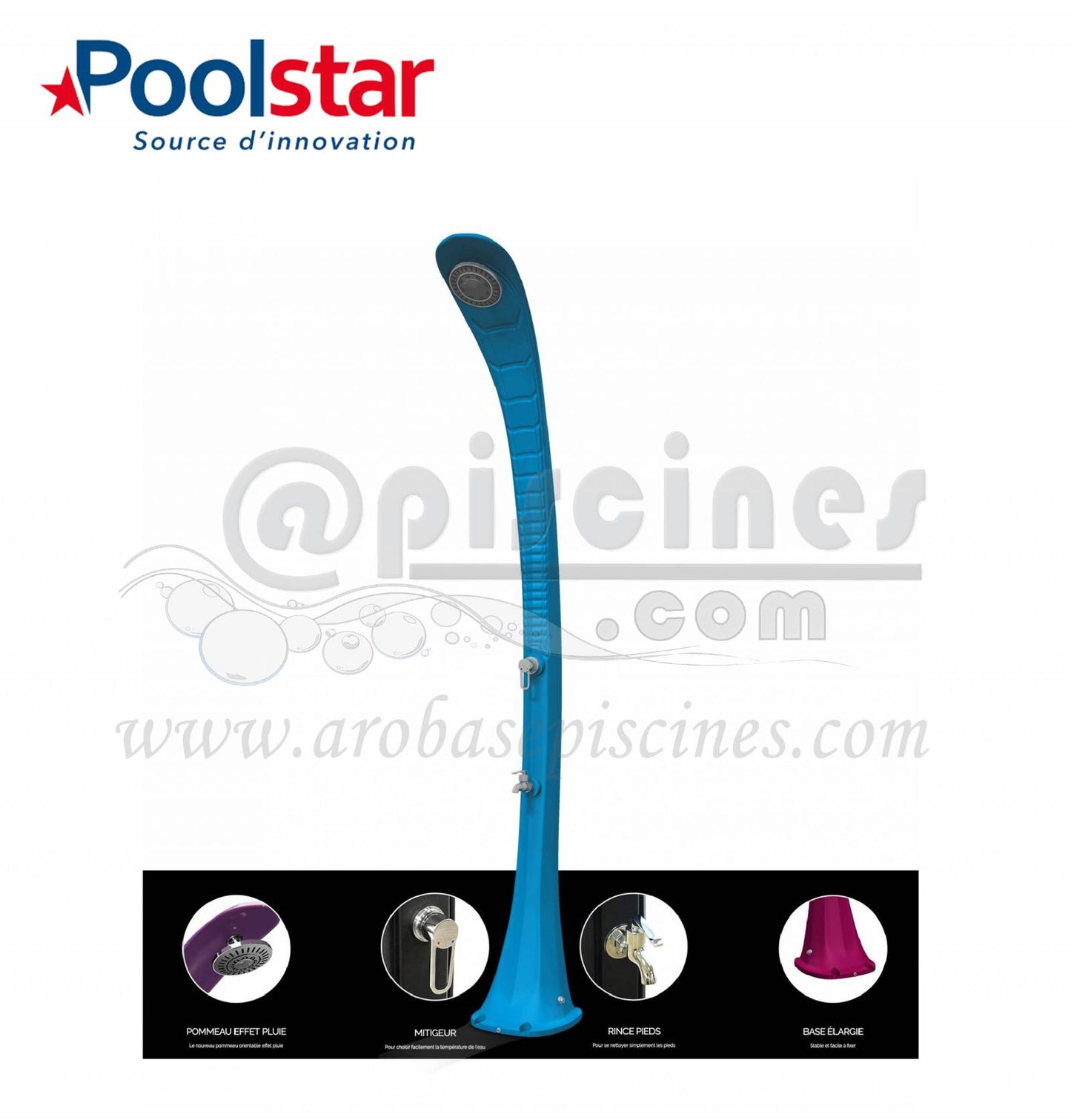 DOUCHE SOLAIRE 32L COBRA AVEC RINCE PIEDS PLUSIEURS COLORIS DISPONIBLES