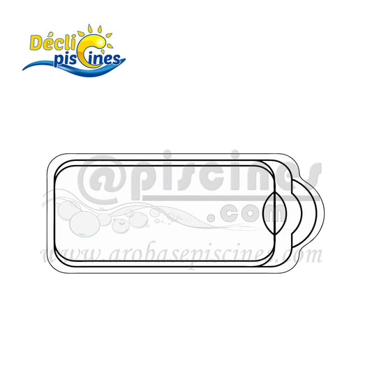 Piscine coque polyester 8X4 environ pour filtration traditionnelle avec escalier roman DECLIC 850 FT